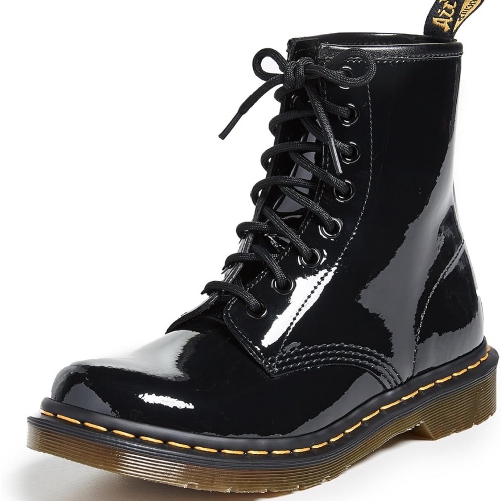 Dr. Martens Womens Black Patent Leather Boots